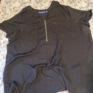 Silver Zip Detail Work Blouse